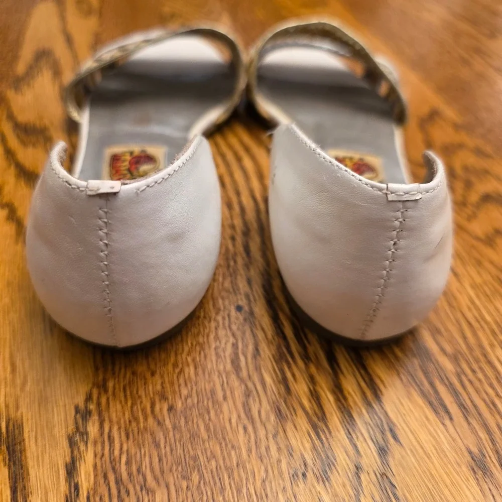 Vintage Red Camel White Gold Silver Strappy Embellished Sandals 80s  sz 5 Rare‎
